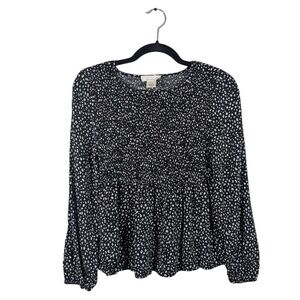 Urban Romantics Black & White Leopard Print Top Size S
